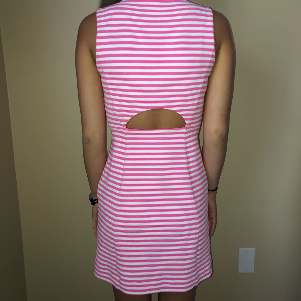 Pink and white striped dress